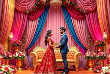 Bollywood-Inspired -Engagement-Stage-Decorations-for-Glamorous-Ceremonies