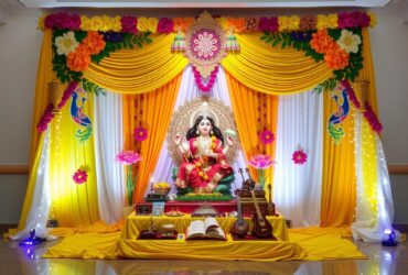 easy saraswati puja decoration at home