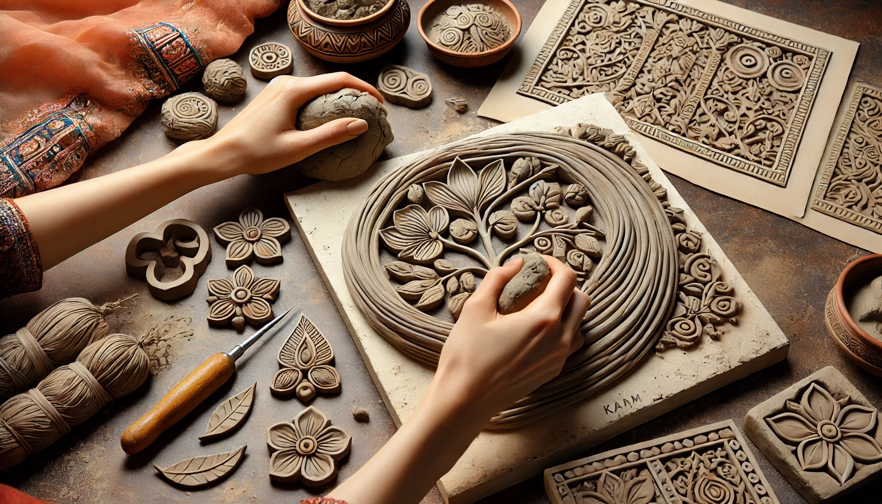 Preparing and shaping clay for your Lippan Kaam artwork