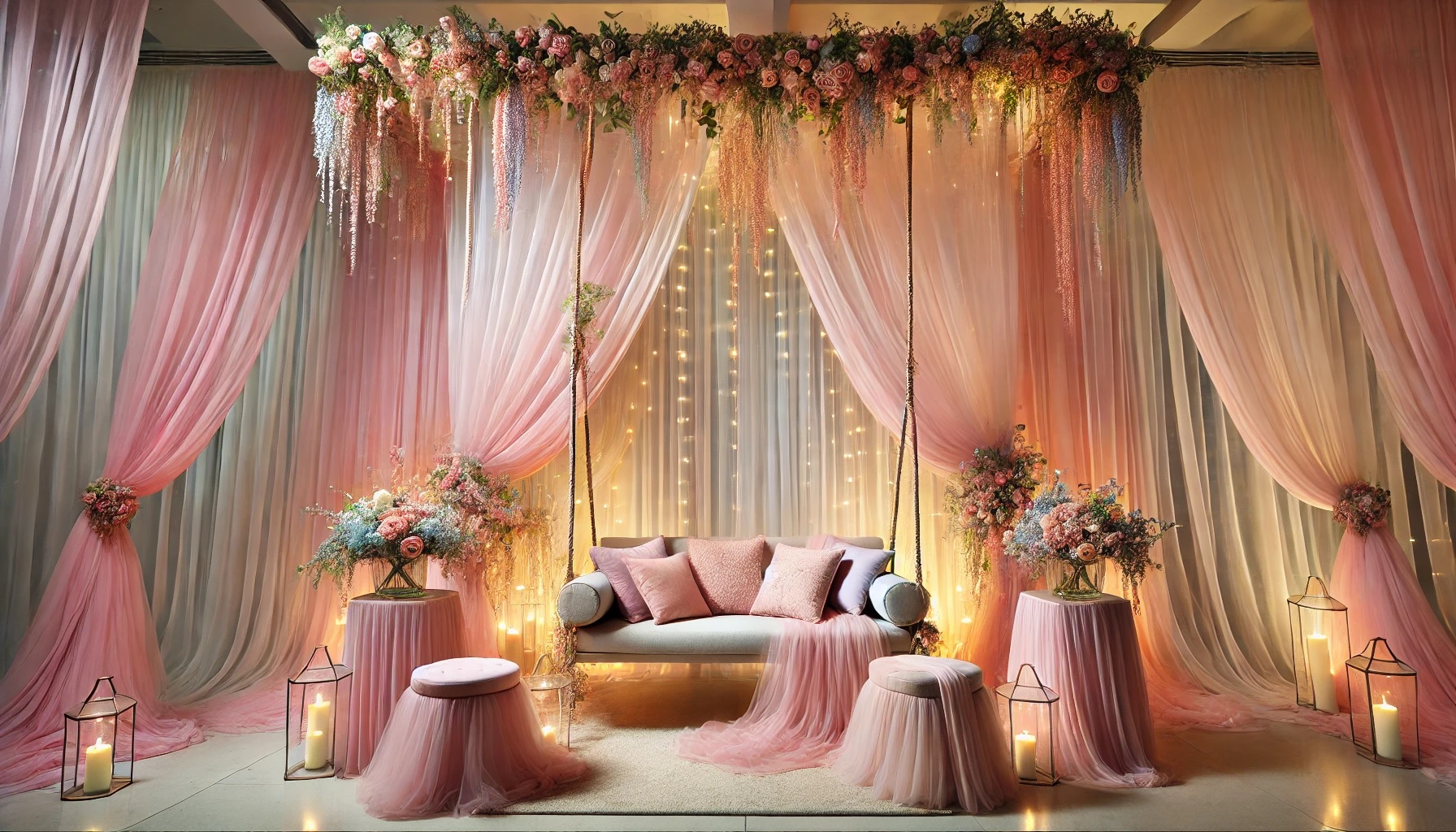 dohale jevan decoration at home with pastel dream theme