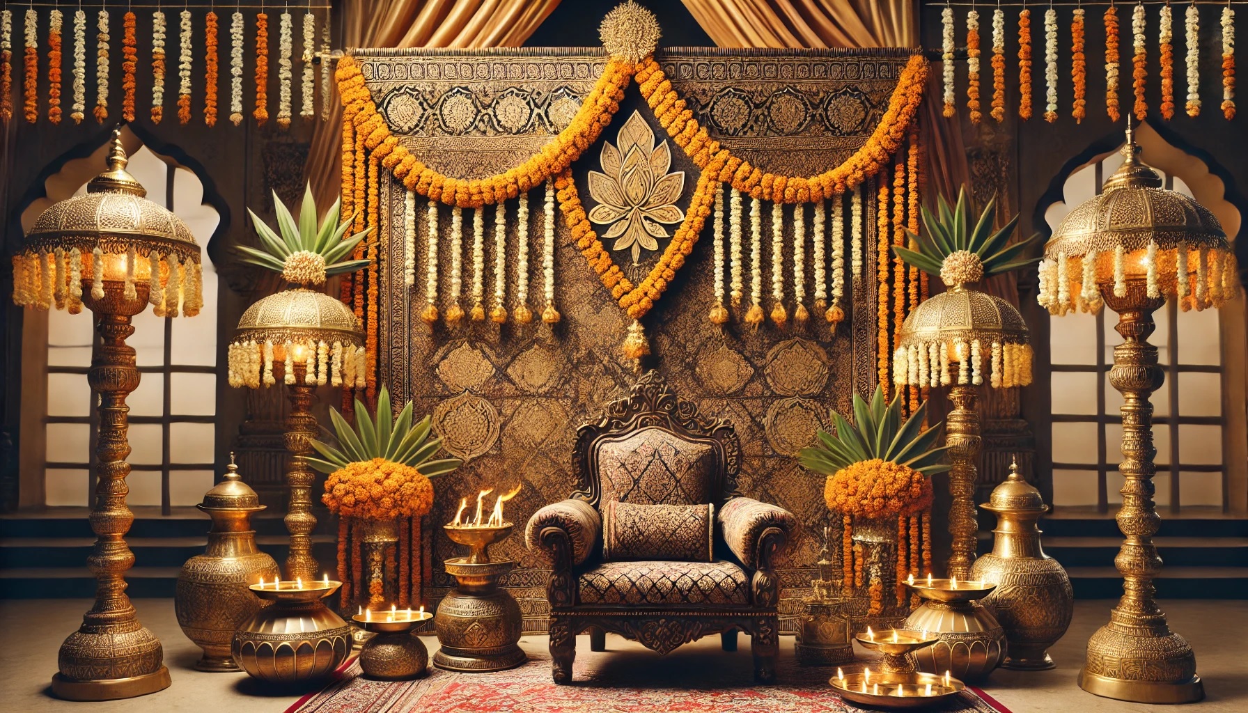 dohale jevan decoration at home with royal maharashtrian theme